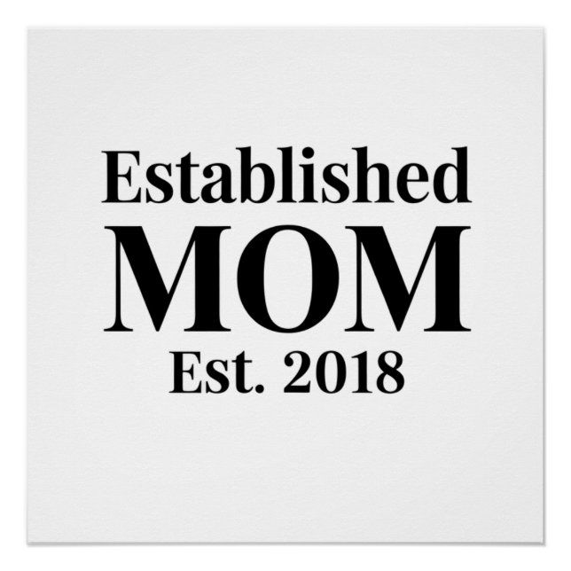 Established Mom Est. 2018 Minimalist Gift Design Poster (Front)