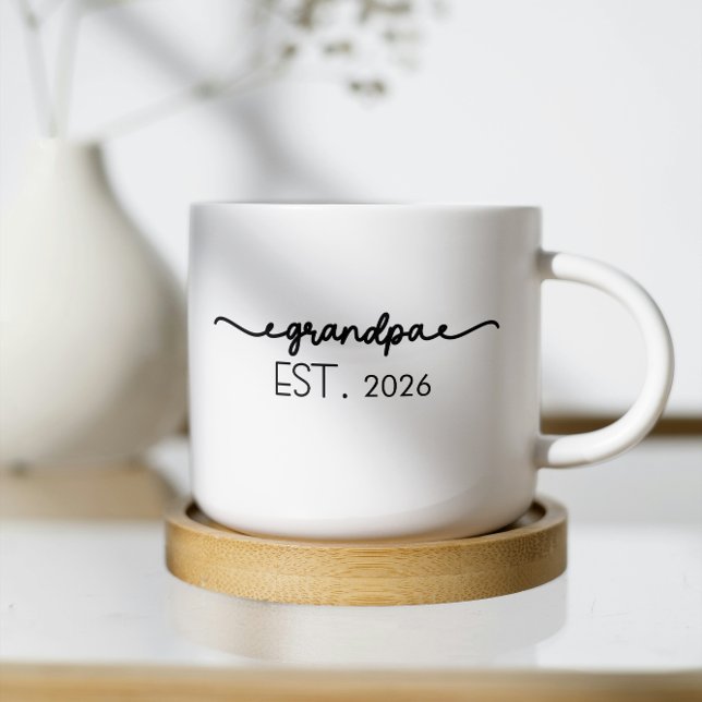 Established New Grandpa Est date Typography  Coffee Mug (new grandpa mugs promoted to grandpa pregnancy reveal grandparent for him first time granddad est)