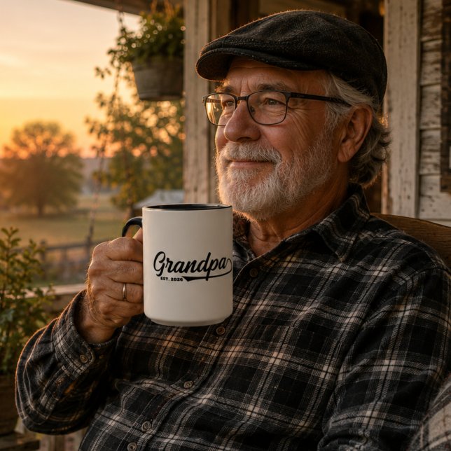 Established New Grandpa Est date Typography  Mug (grandad Established New Grandpa Est date Typography gift Mug grandfathers fathers day grandparents )