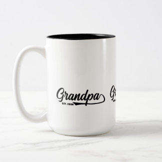 Established New Grandpa Est Year Typography  Two-Tone Coffee Mug