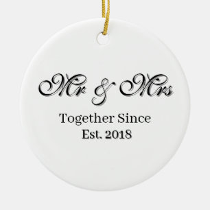 Established Year Personalized Couple Design Ceramic Ornament