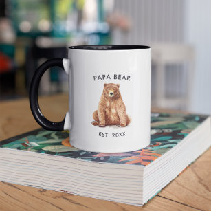 Established Year   Watercolor Papa Bear Mug