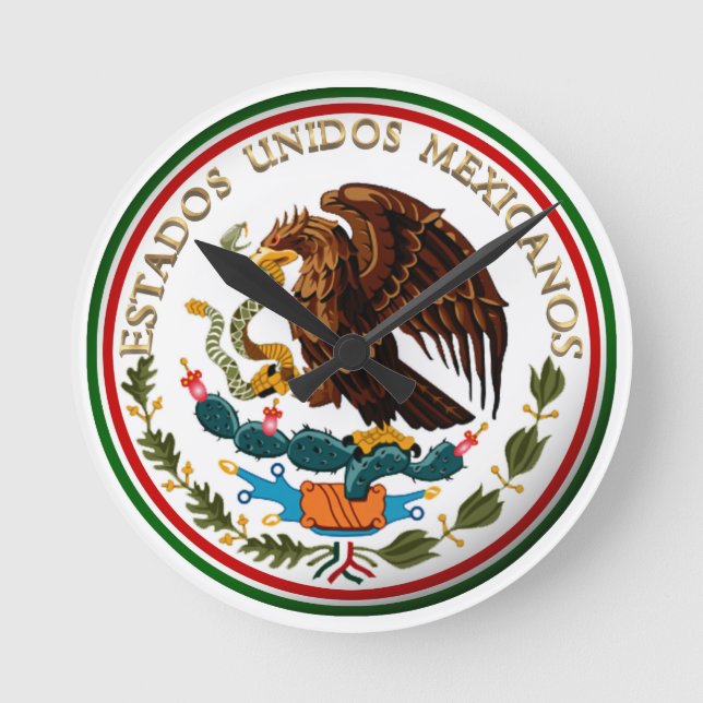 Estados Unidos Mexicanos (Eagle from Mexican Flag) Round Clock (Front)