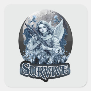 Estampa Anjo – Cyberpunk Guardian Angel - Adesivo Square Sticker