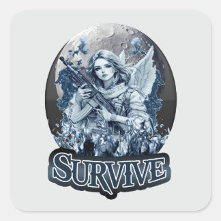 Estampa Anjo – Cyberpunk Guardian Angel - Adesivo Square Sticker