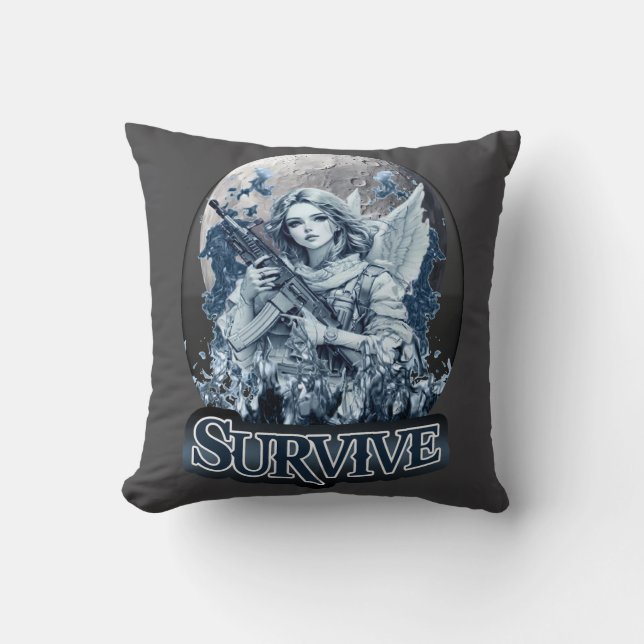 Estampa Anjo – Cyberpunk Guardian Angel - Almofada Throw Pillow (Front)