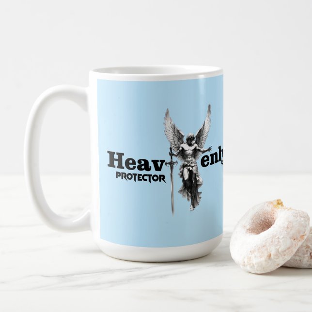 Estampa Anjo - Heavenly Protector - Caneca Coffee Mug (With Donut)