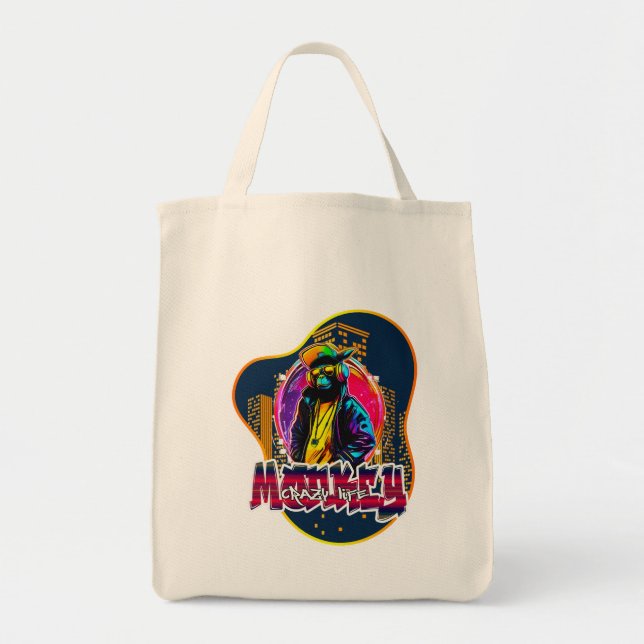 Estampa Graffiti Art Monkey Rap Hip Hop - Bolsa Tote Bag (Front)