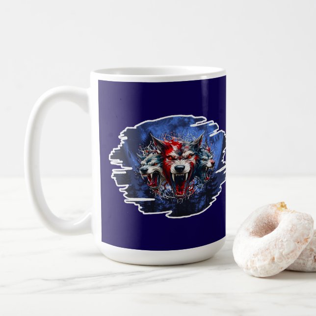 Estampa Graffiti - Cerberus Wolves - Caneca Coffee Mug (With Donut)