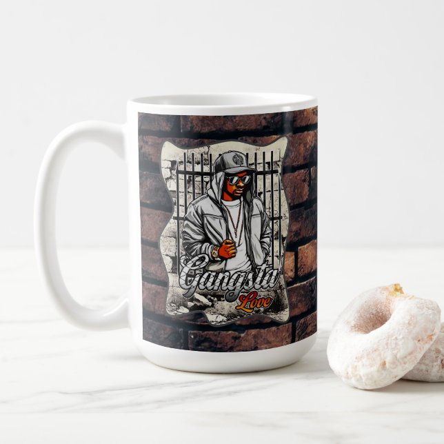 Estampa Hip Hop - Gangsta Love - Caneca Coffee Mug (With Donut)