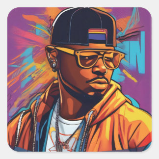 Estampa Hip Hop - Street graffiti art - Adesivo Square Sticker