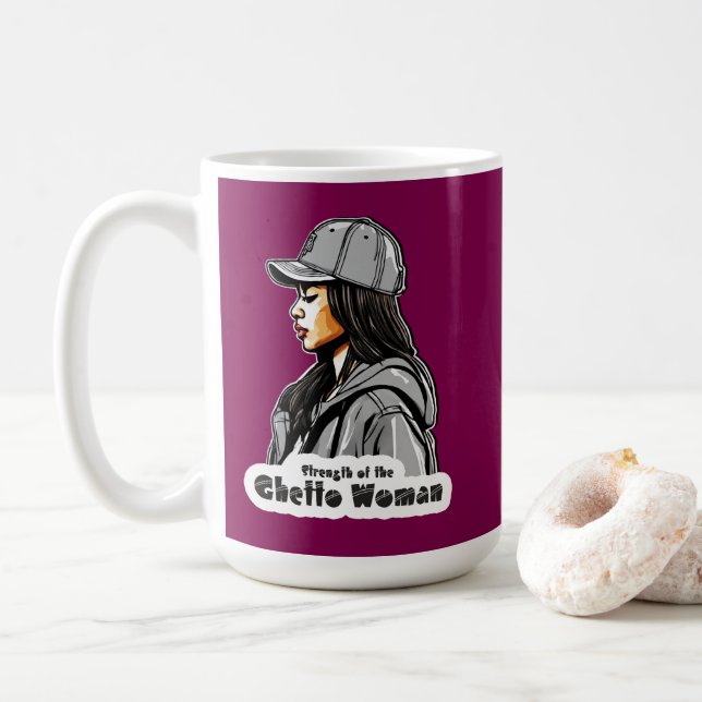 Estampa Hip Hop - Strength of Woman - Caneca Coffee Mug (With Donut)