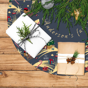 estampado navideño de regalos y dulces para niños brushed polyester tree skirt