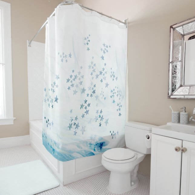 Estarfish bleu rideau de douche (En situation)