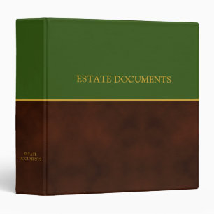 Estate Documents - Green   Leather Look   Gold   3 Binder