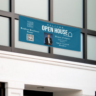 Estate Open House Logo Photo Blue Banner