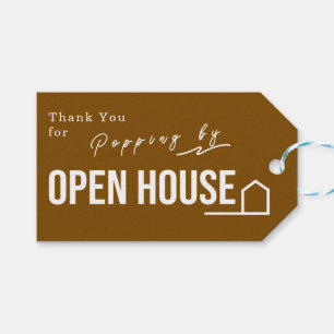 Estate Open House Modern Chic Brown Gift Tags
