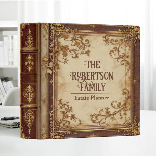Estate Planner Family Name Elegant Vintage Leather Binder