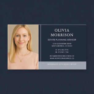 Estate Planning Advisor Photo Navy Blue  Business Card