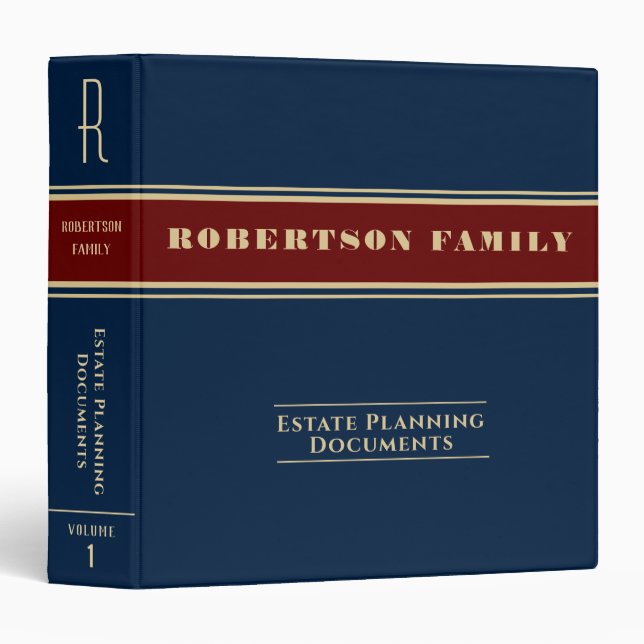 Estate Planning and Trust Documents 3 Ring Binder (Front/Spine)