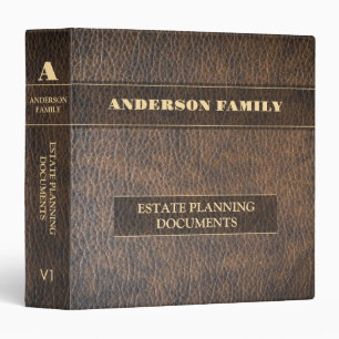 Estate Planning And Trust Documents Brown Leather Binder