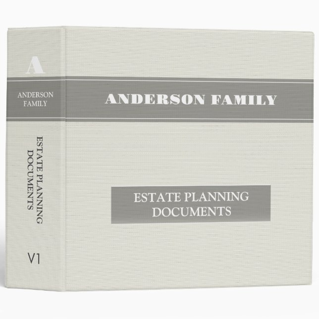 Estate Planning And Trust Documents Linen Fabric Binder (Front/Spine)