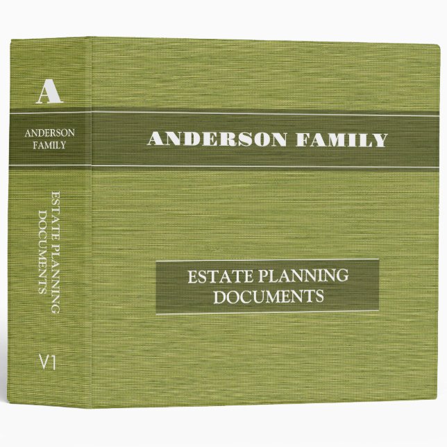 Estate Planning And Trust Documents Linen Fabric Binder (Front/Spine)
