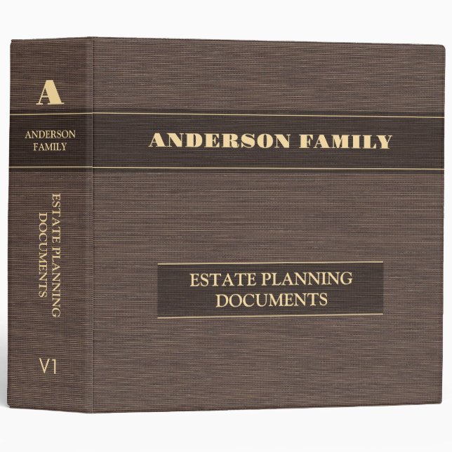 Estate Planning And Trust Documents Linen Fabric Binder (Front/Spine)