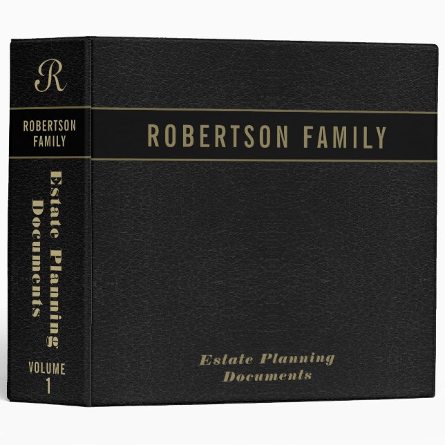 Estate Planning | Black Leather Book Look Binder (Front/Spine)