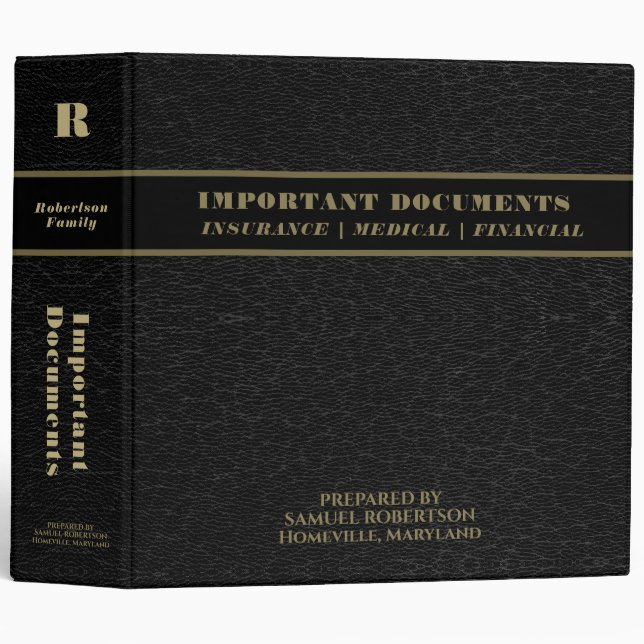 Estate Planning | Black Leather Book Look Binder (Front/Spine)