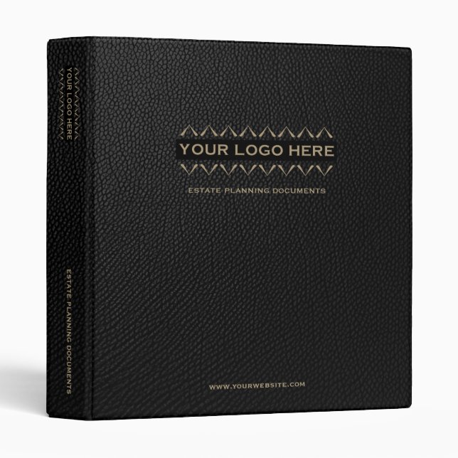Estate Planning Black Leather Print Gold Binder (Front/Spine)