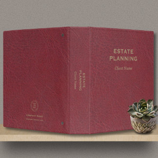 Estate Planning Client Name Logo Red Leather Binder