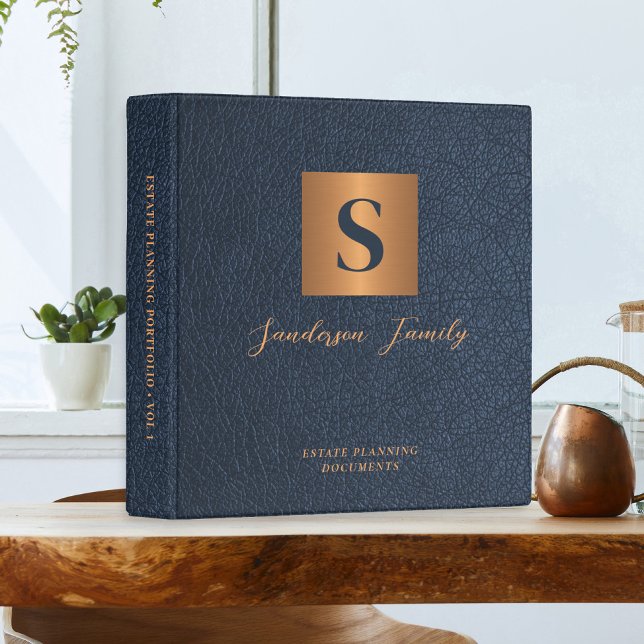 Estate planning documents navy blue leather gold  binder (Creator Uploaded)