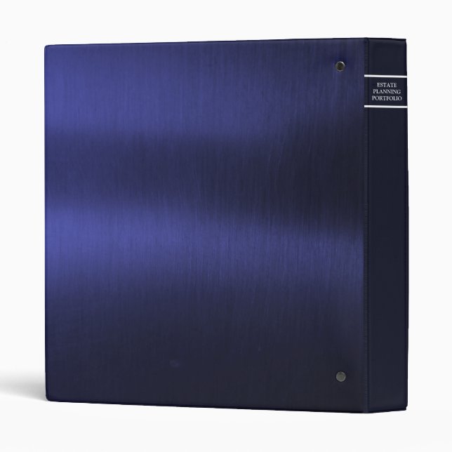 Estate Planning Faux Black Leather 3 Ring Blue Binder (Back/Spine)