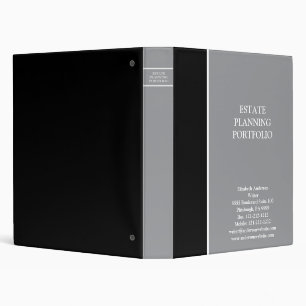 Estate Planning Faux Black Leather Binder