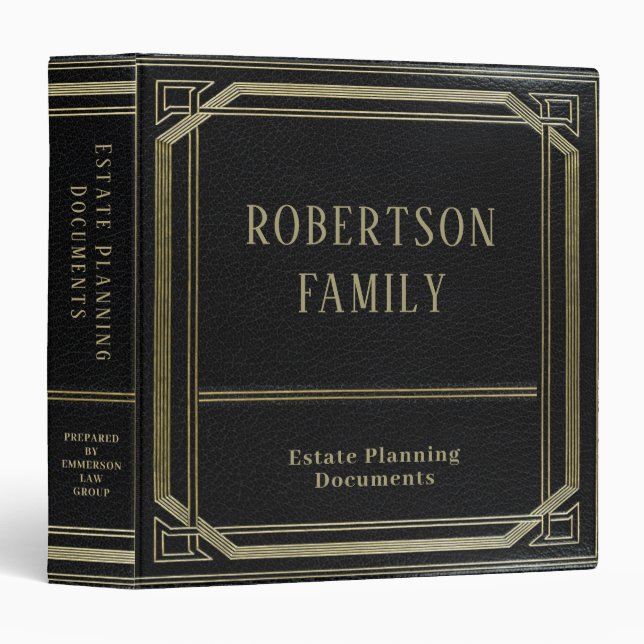 Estate Planning | Faux Leather Gold Black Binder (Front/Spine)