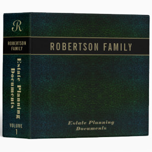 Estate Planning   Green Leather Look 3 Ring Binder