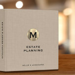 Estate Planning Linen Gold Initial Logo Binder<br><div class="desc">Designed for Estate Planners and Law and Legal firms. This binder is ideal for organizing your client's portfolio information.</div>