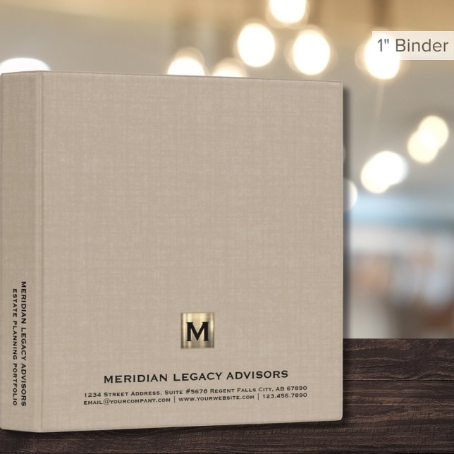 Estate Planning Linen Gold Initial Logo Binder (Creator Uploaded)