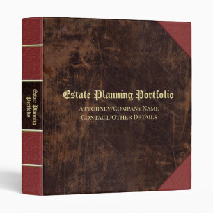 Estate Planning Personalized Vintage Leather Print Binder