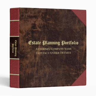Estate Planning Personalized Vintage Leather Print Binder