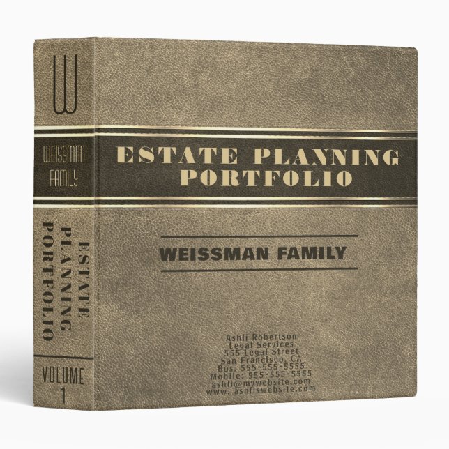 Estate Planning Portfolio 3 Ring Binder (Front/Spine)