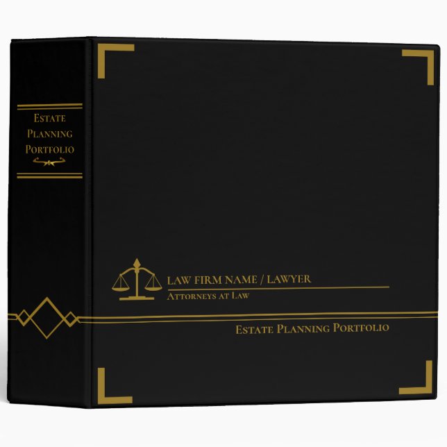 Estate Planning Portfolio - Black 3 Ring Binder (Front/Spine)