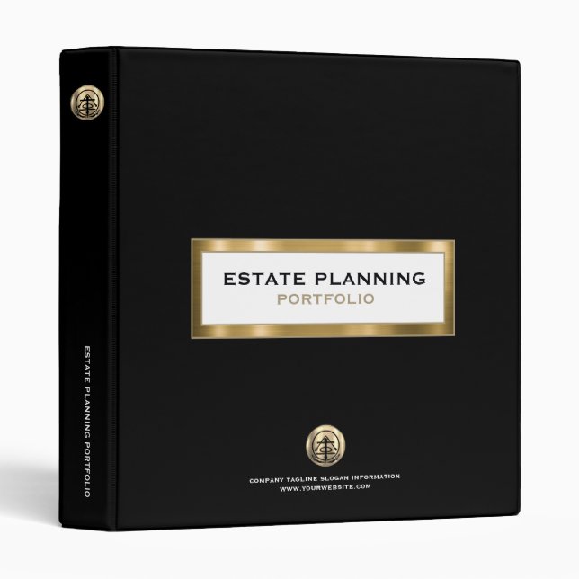 Estate Planning Portfolio Black and Gold Binder (Front/Spine)
