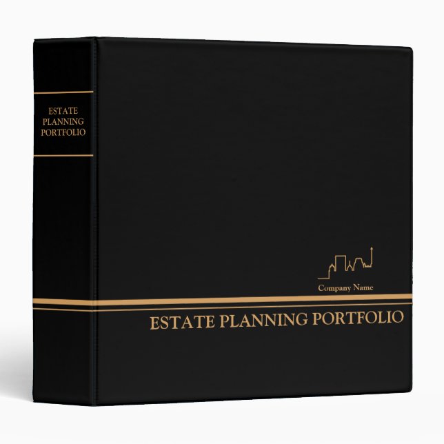 Estate Planning Portfolio - Black | Gold 3 Ring Bi Binder (Front/Spine)