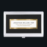 Estate Planning Portfolio Black Gold Business Card Holder<br><div class="desc">Keep your business cards organized and protected with this luxury business card case. Featuring a sleek brushed metallic design with name, title and company or custom text of your choice, this business card case exudes professionalism and sophistication. The durable metal construction ensures that your cards will be safe and secure,...</div>