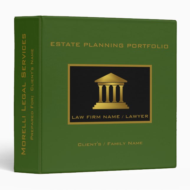 Estate Planning Portfolio - Black | Green Binder (Front/Spine)
