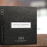 Estate Planning Portfolio Black Leather Logo Binder<br><div class="desc">Designed for Estate Planners and Law and Legal firms. This binder is ideal for organizing your client's portfolio information. Designed with a horizontal logo banner image (2560 x 1440 px), you can customize by changing the text and image using the fields provided, or use the "message" button to contact the...</div>