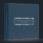 Estate Planning Portfolio Blue Brushed Metal Binder<br><div class="desc">Designed for Estate Planners and Law and Legal firms. This binder is ideal for organizing your client's portfolio information.</div>
