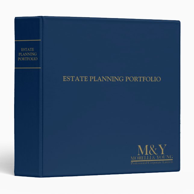 Estate Planning Portfolio - Blue | Gold 3 Ring Bin Binder (Front/Spine)